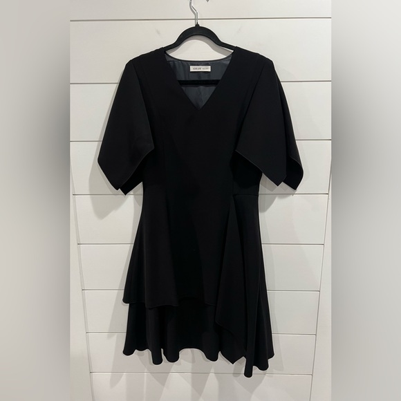 ADEAM black crepe flutter sleeve dress - Picture 1 of 5